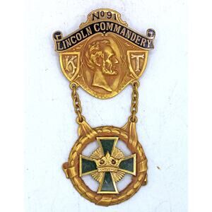 Vintage Masonic Lincoln Commandery No.91 Chapter Knights Templar Medal